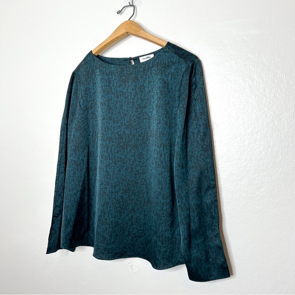 Nordstrom Womens Colorful Abstract Animal Print Split Long Sleeve Blouse Large L - Picture 3 of 10